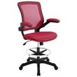 Modway Veer Modern Mesh Fabric & Metal Drafting Chair in Red