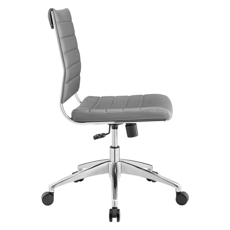 Modway Jive Modern Vinyl Armless Mid Back Office Chair in Gray