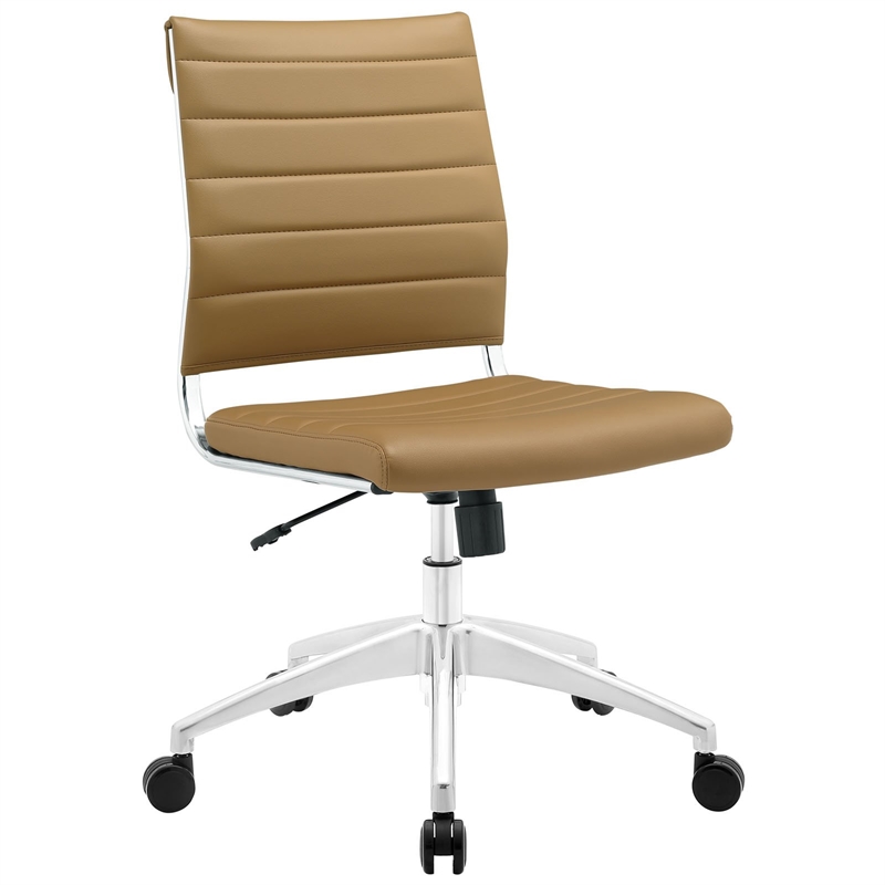 Modway Jive Modern Vinyl Armless Mid Back Office Chair in Tan