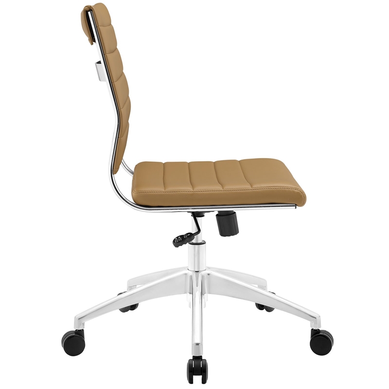 Modway Jive Modern Vinyl Armless Mid Back Office Chair in Tan