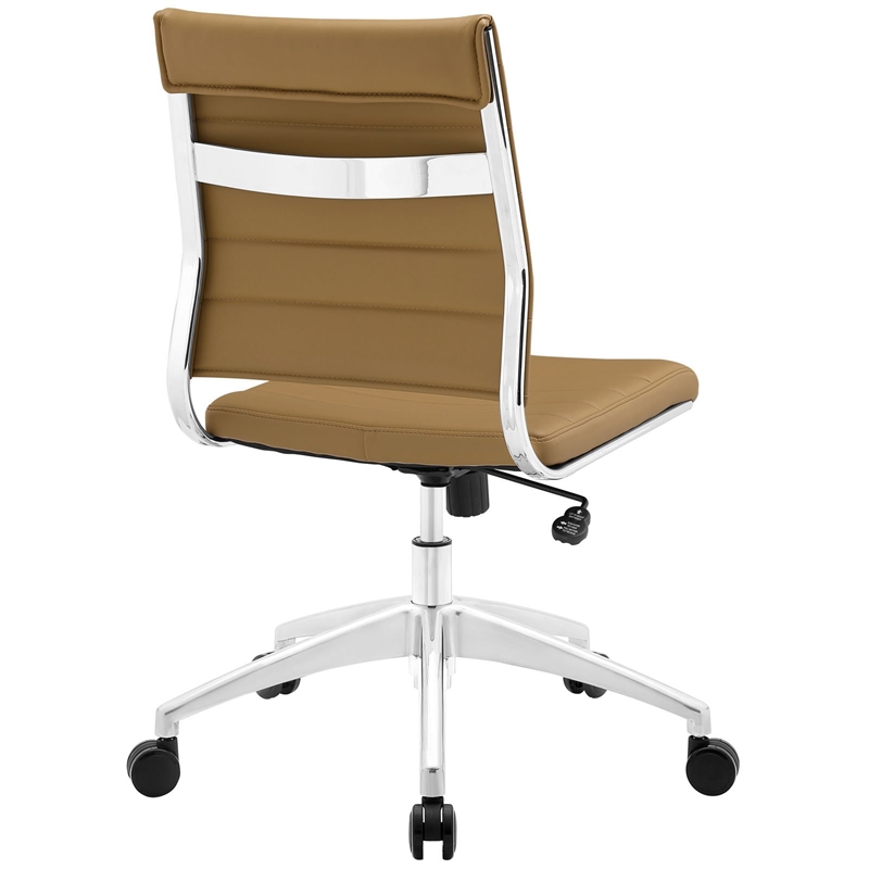 Modway Jive Modern Vinyl Armless Mid Back Office Chair in Tan