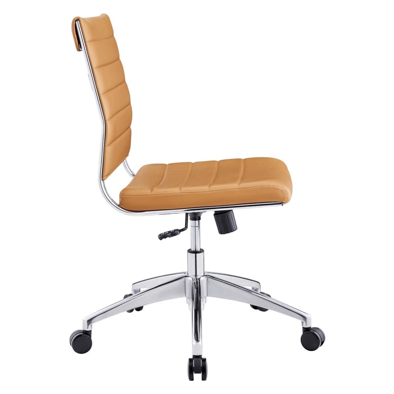 Modway Jive Modern Vinyl Armless Mid Back Office Chair in Tan