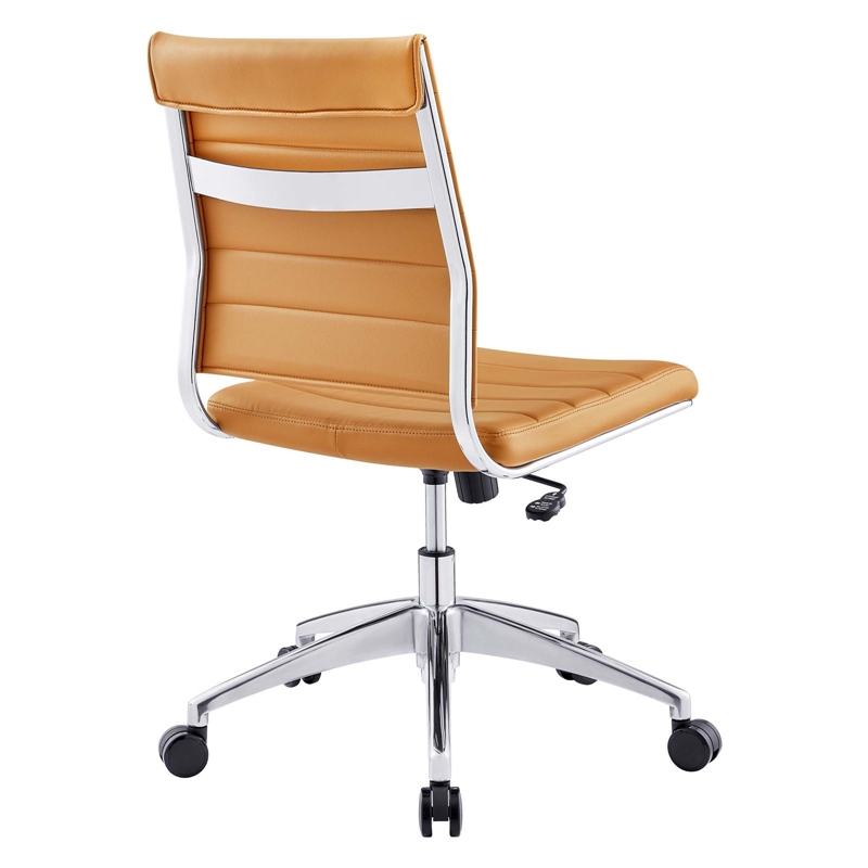 Modway Jive Modern Vinyl Armless Mid Back Office Chair in Tan