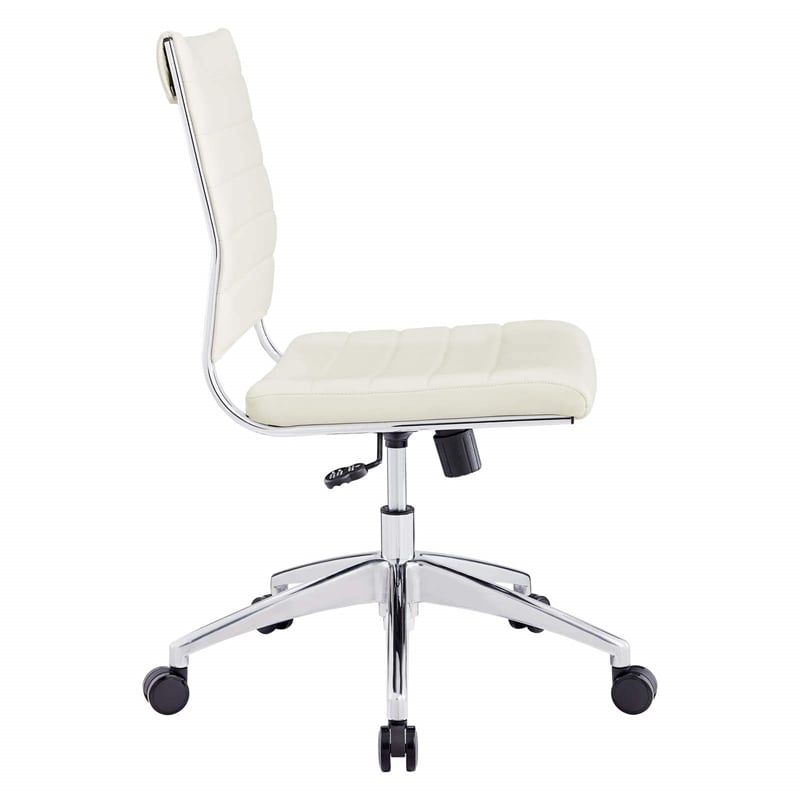 Modway Jive Modern Vinyl Armless Mid Back Office Chair in White