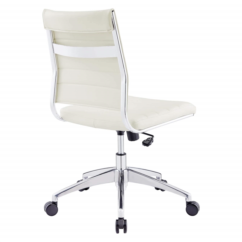 Modway Jive Modern Vinyl Armless Mid Back Office Chair in White