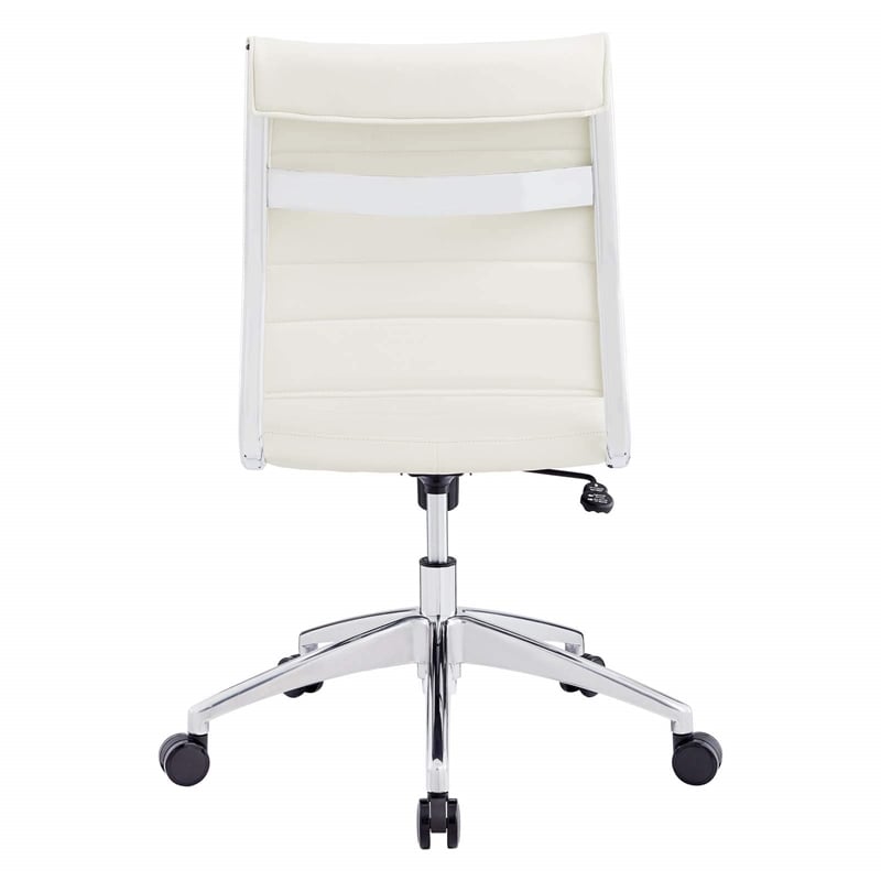 Modway Jive Modern Vinyl Armless Mid Back Office Chair in White