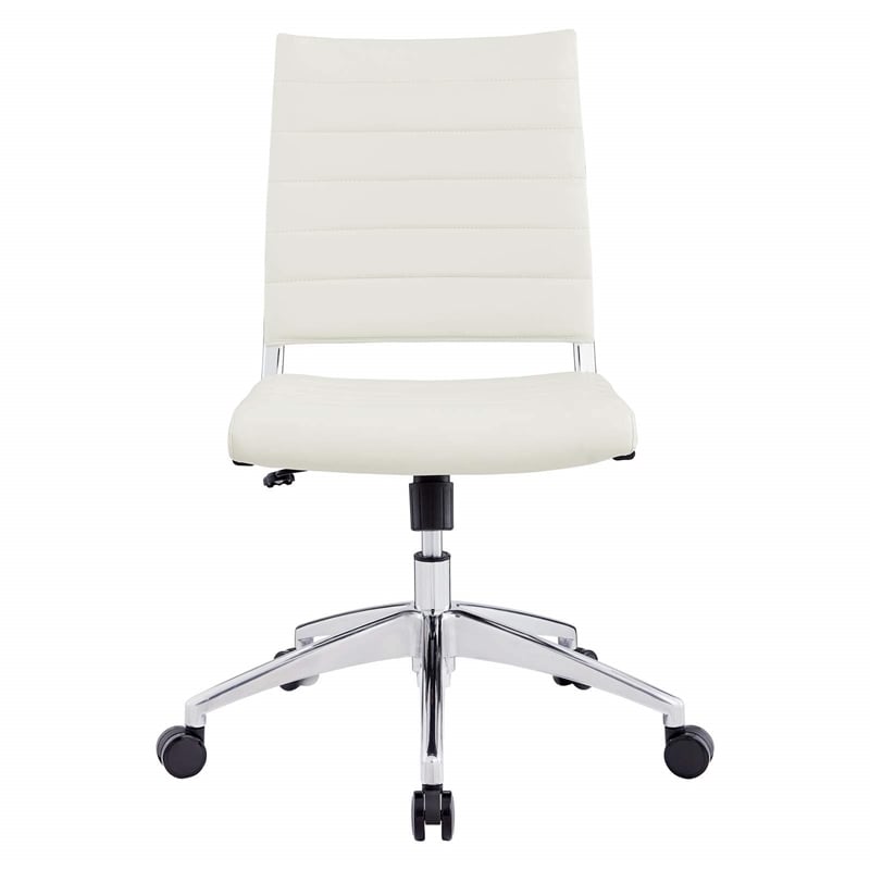 Modway Jive Modern Vinyl Armless Mid Back Office Chair in White
