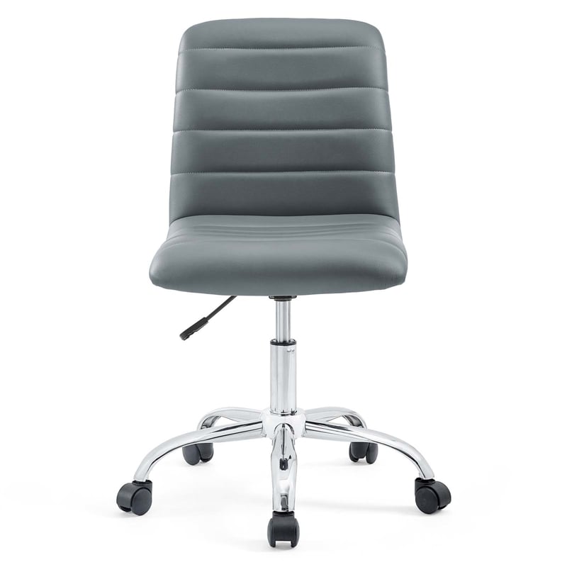Modway Ripple Modern Vinyl Armless Mid Back Office Chair in Gray