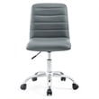 Modway Ripple Modern Vinyl Armless Mid Back Office Chair in Gray
