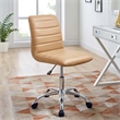 Modway Ripple Modern Vinyl Armless Mid Back Office Chair in Tan