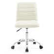 Modway Ripple Modern Vinyl Armless Mid Back Office Chair in White