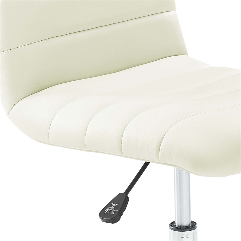 Modway Ripple Modern Vinyl Armless Mid Back Office Chair in White