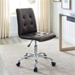 Modway Prim Modern Faux Leather Armless Mid Back Office Chair in Brown