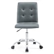 Modway Prim Modern Faux Leather Armless Mid Back Office Chair in Gray