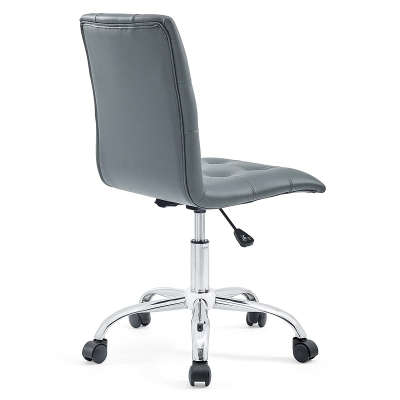 Modway Prim Modern Faux Leather Armless Mid Back Office Chair in Gray