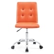 Modway Prim Modern Faux Leather Armless Mid Back Office Chair in Orange