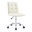 Modway Prim Modern Faux Leather Armless Mid Back Office Chair in White