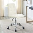 Modway Prim Modern Faux Leather Armless Mid Back Office Chair in White