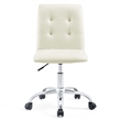 Modway Prim Modern Faux Leather Armless Mid Back Office Chair in White