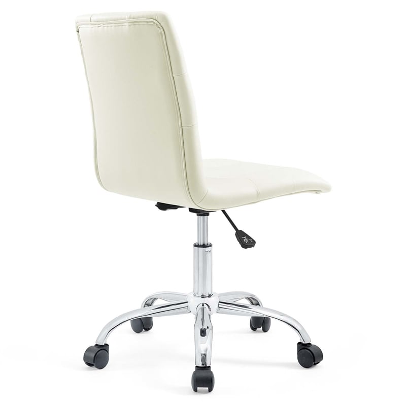 White leather armless online chair