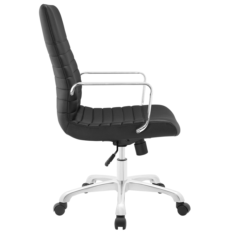 Modway Finesse Mid Back Modern Vinyl Office Chair in Black Finish