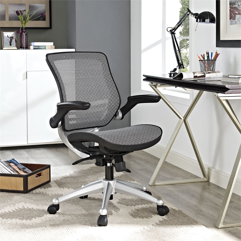 Modway Edge Modern Style Fabric All Mesh Office Chair in Gray Finish