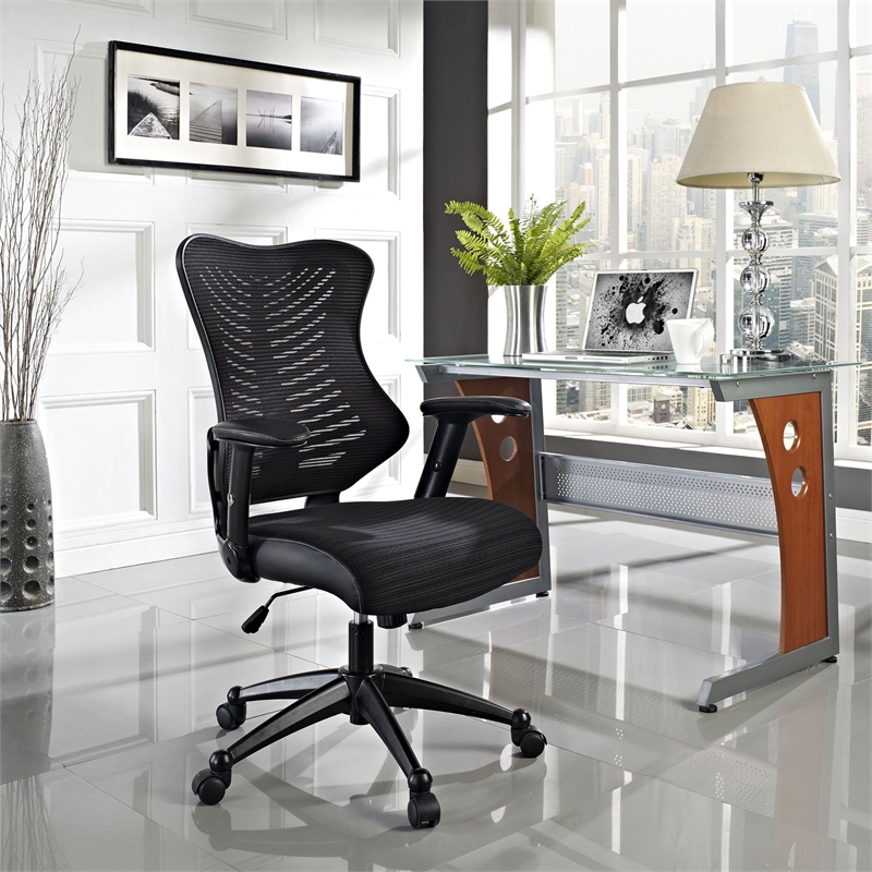 Modway Clutch Modern Style Vinyl Office Chair in Black Finish