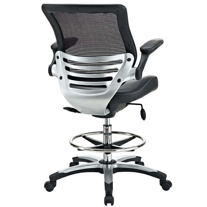 Modway Edge Modern Style Vinyl Drafting Chair in Black Finish