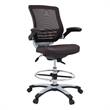 Modway Edge Modern Style Vinyl Drafting Chair in Brown Finish