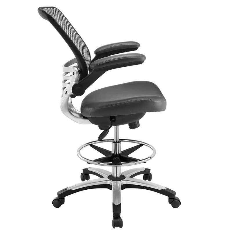 Modway Edge Modern Style Vinyl Drafting Chair in Gray Finish