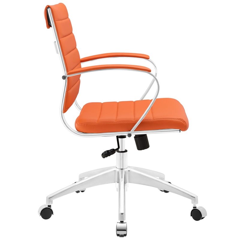 Modway Jive Modern Mid Back Vinyl & Aluminum Office Chair in Orange/Chrome