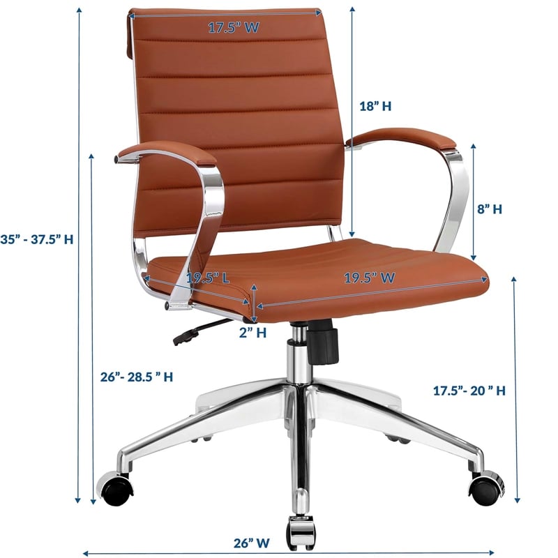 Modway Jive Modern Mid Back Vinyl & Aluminum Office Chair in Terracotta/Chrome
