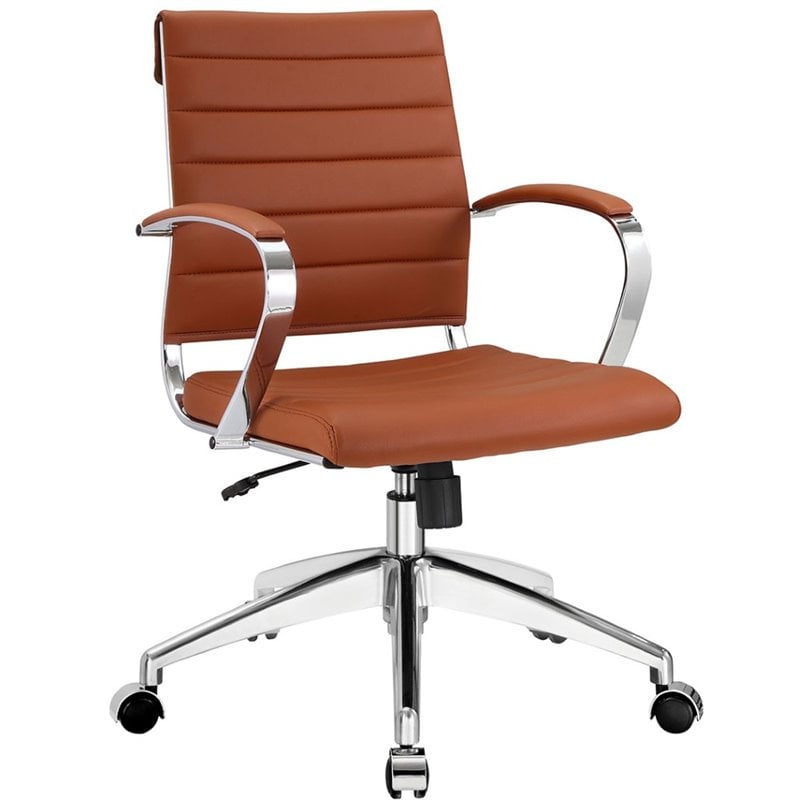 Modway Jive Modern Mid Back Vinyl & Aluminum Office Chair in Terracotta/Chrome