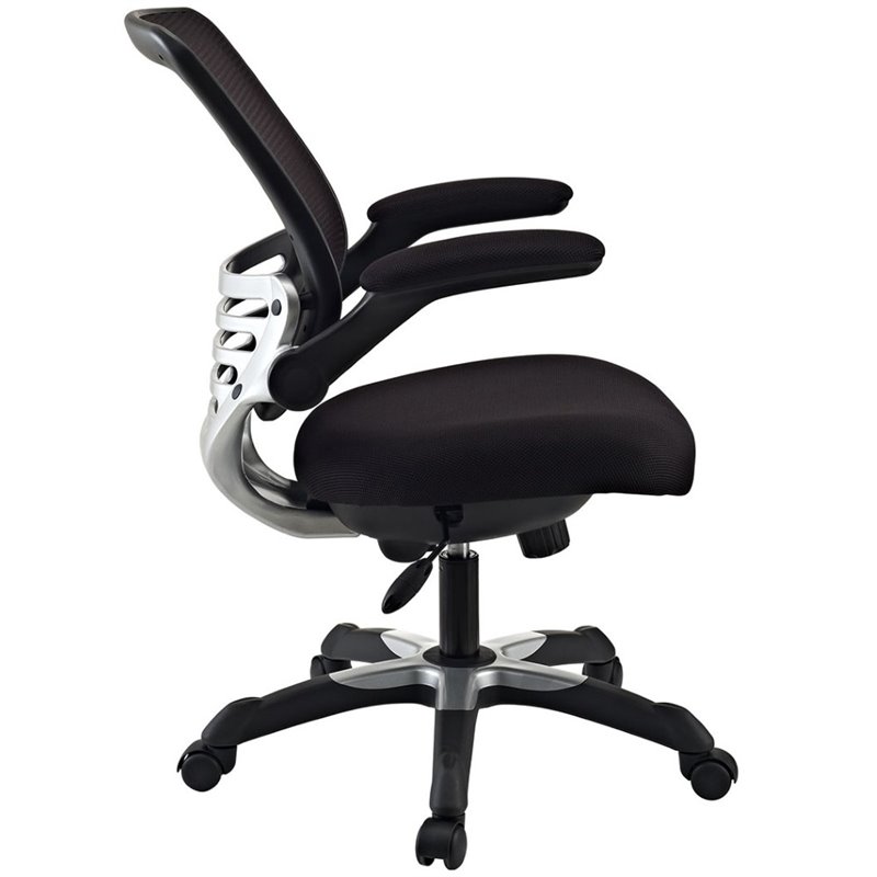 modway edge modern style mesh fabric office chair in black finish