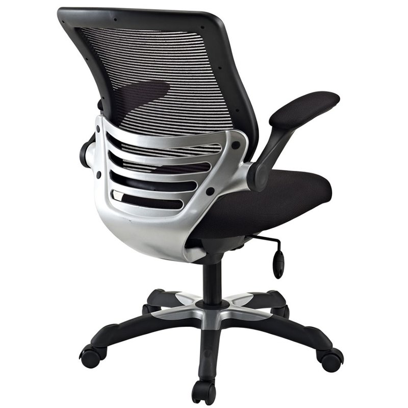 modway edge modern style mesh fabric office chair in black finish