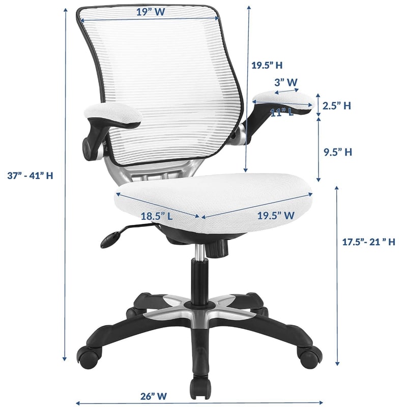 Modway Edge Modern Style Mesh Fabric Office Chair in White Finish