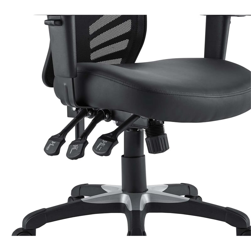 Modway Articulate Modern Vinyl and Mesh Office Chair in Black Finish