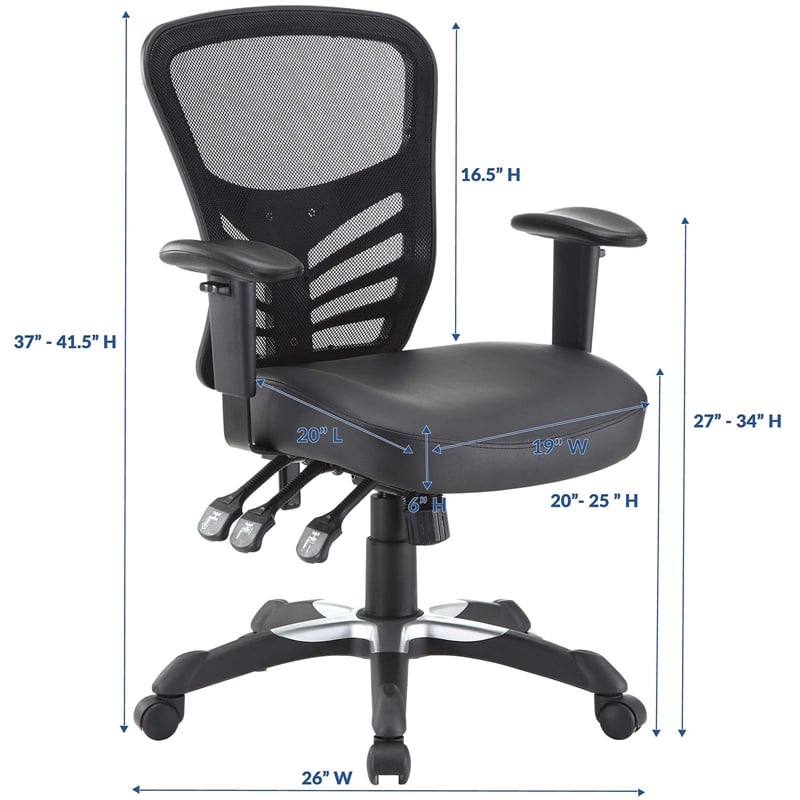 Modway Articulate Modern Vinyl and Mesh Office Chair in Black Finish