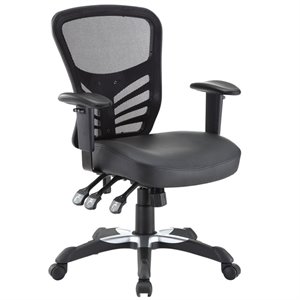 modway articulate modern vinyl and mesh office chair in black finish