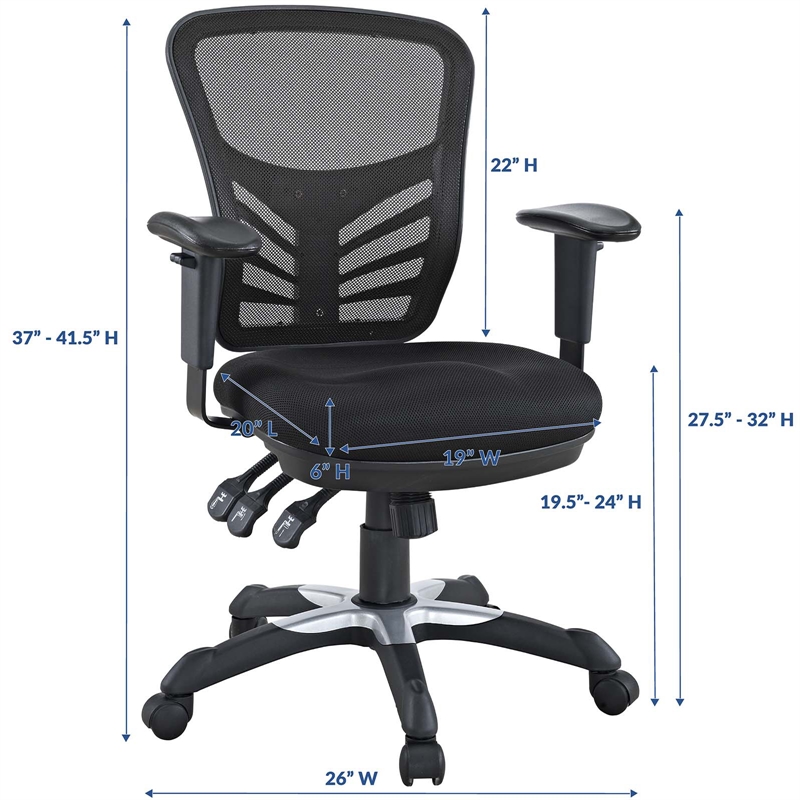 Modway Articulate Modern Mesh and Fabric Office Chair in Black Finish