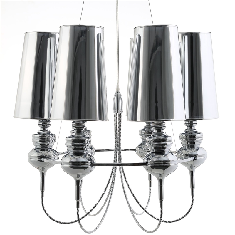Modway Tapestry 6 Light Steel Chandelier in Silver
