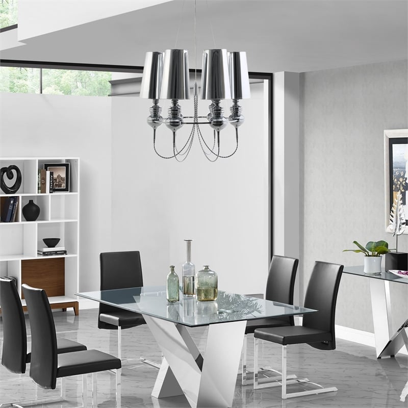 Modway Tapestry 6 Light Steel Chandelier in Silver
