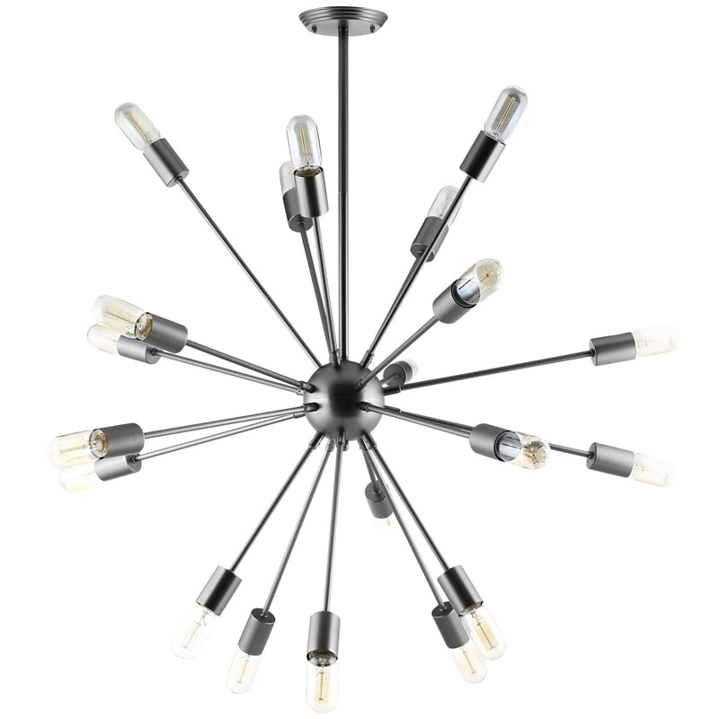 Modway Beam 20-Light Modern E26 60W Bulbs Metal Chandelier in Gray