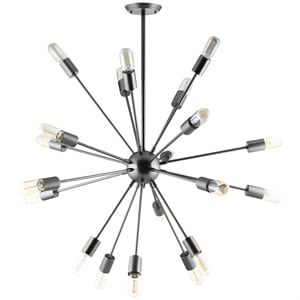 Modway Beam 20-Light Modern E26 60W Bulbs Metal Chandelier in Gray