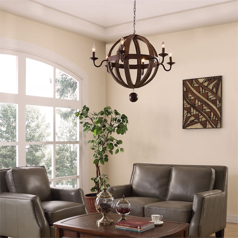 Modway Catapult 6 Light Chandelier in Antique Brass