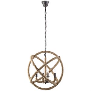 modway intention 4 light rope chandelier in brown