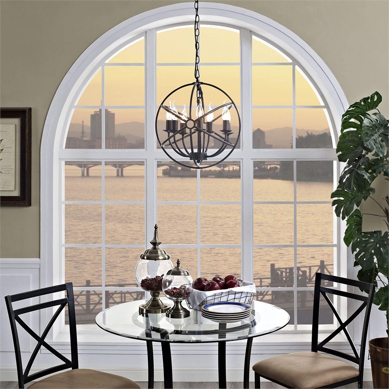 Modway Atom 7 Light Steel Chandelier in Brown