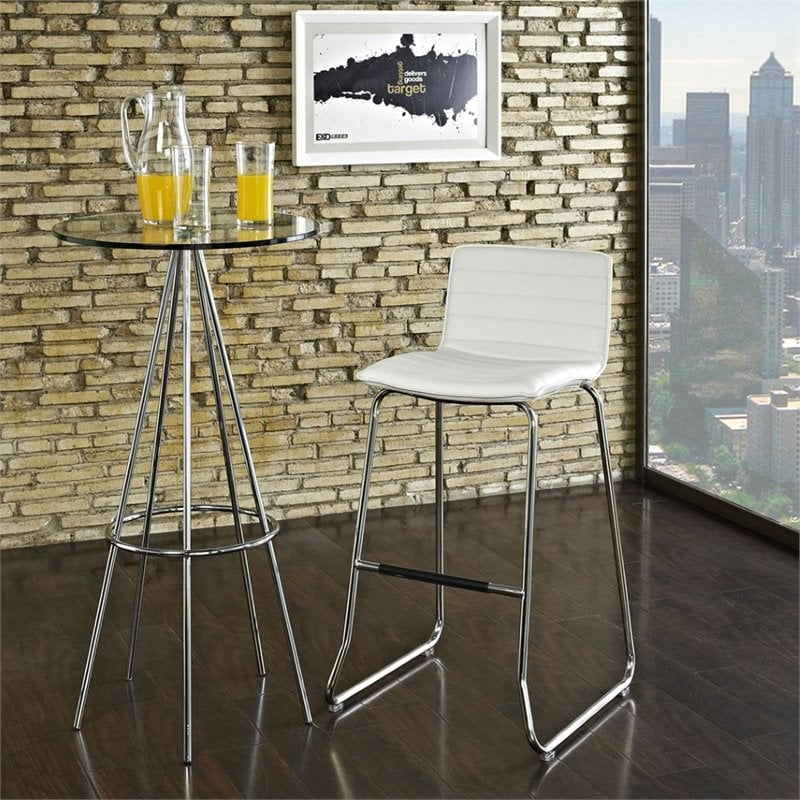 modway dive 30.5&quot modern vinyl & steel bar stool in white finish