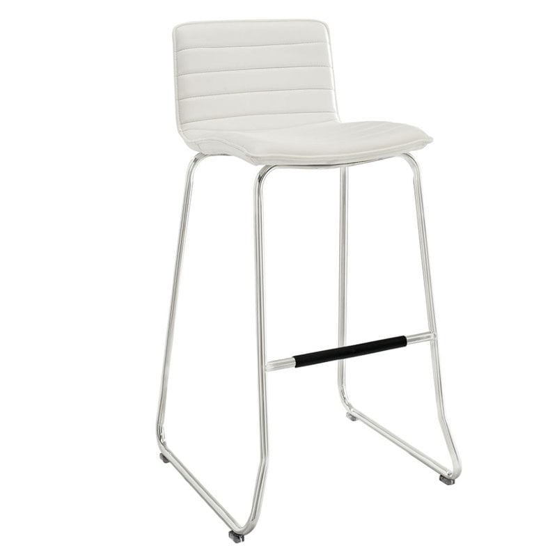 Modway Dive 30.5&quot Modern Vinyl & Steel Bar Stool in White Finish