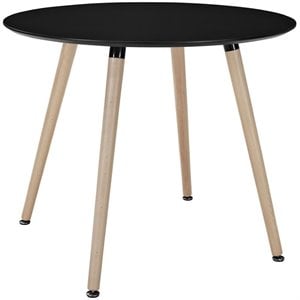 Modway Track 35.5&quot Round Modern Wood Dining Table in Black/Natural